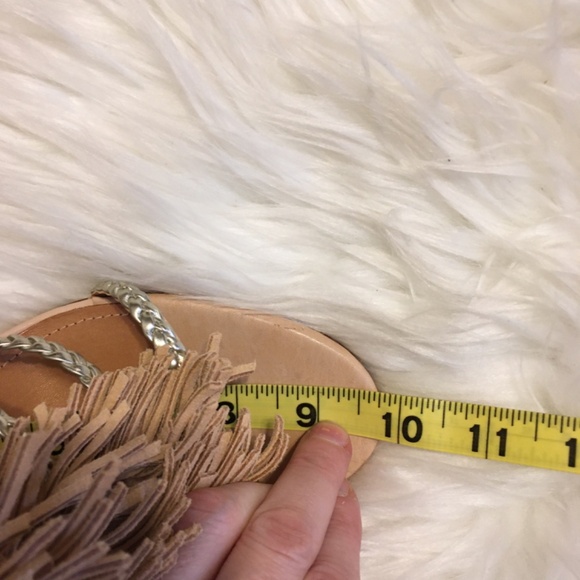 SCHUTZ Sand & Gold “Carmen” Fringe Sandals New in Box!! - Picture 14 of 15